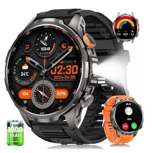 Military Smart Watches for Men, Smart Watch with 100 Days Battery/Flashlight